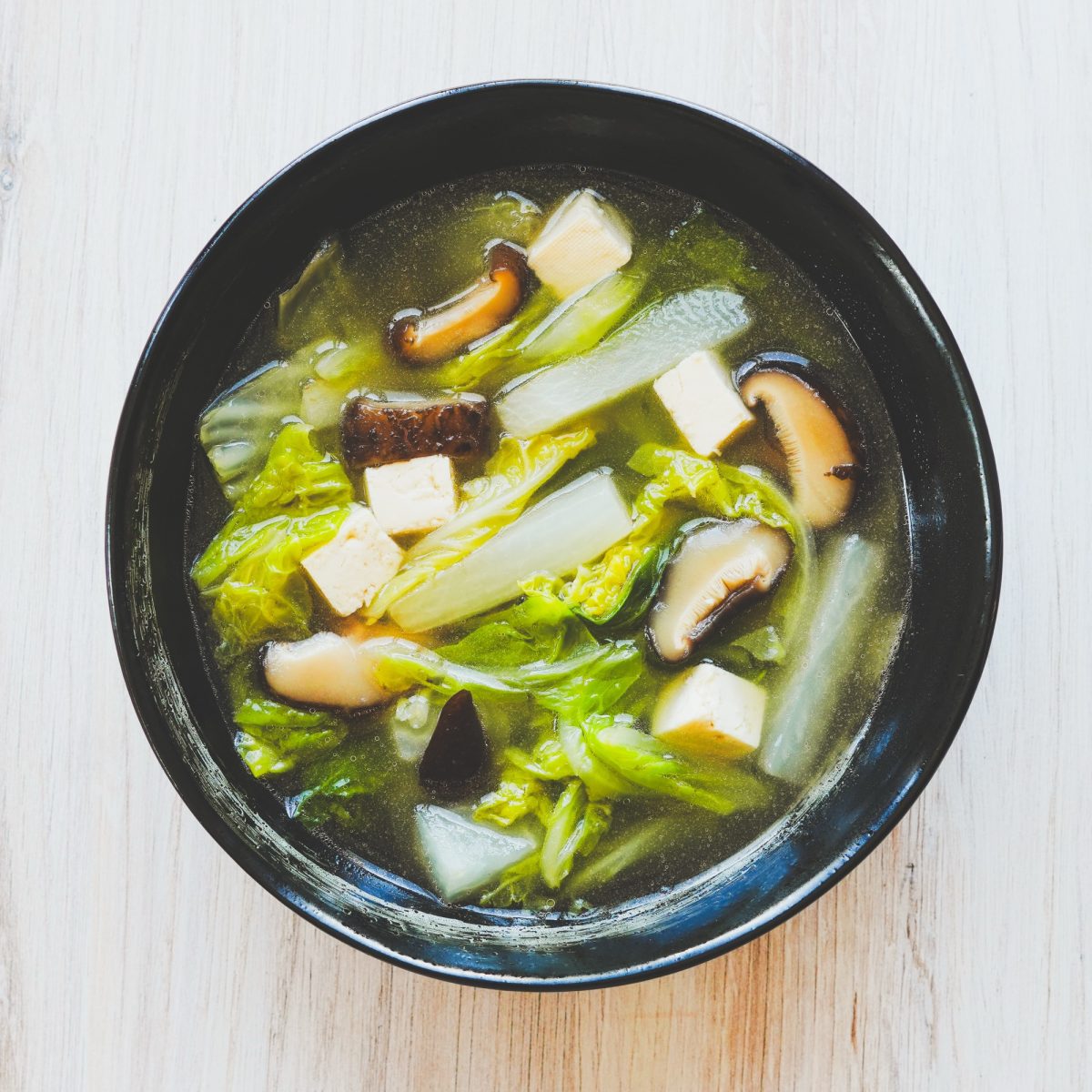 Daikon Napa Cabbage Soup with Shiitake