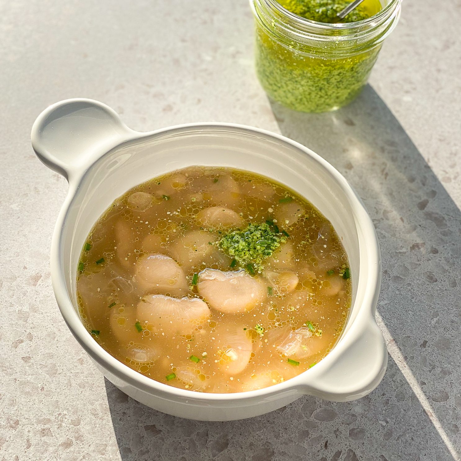 Butter Bean Soup with Arugula Pesto